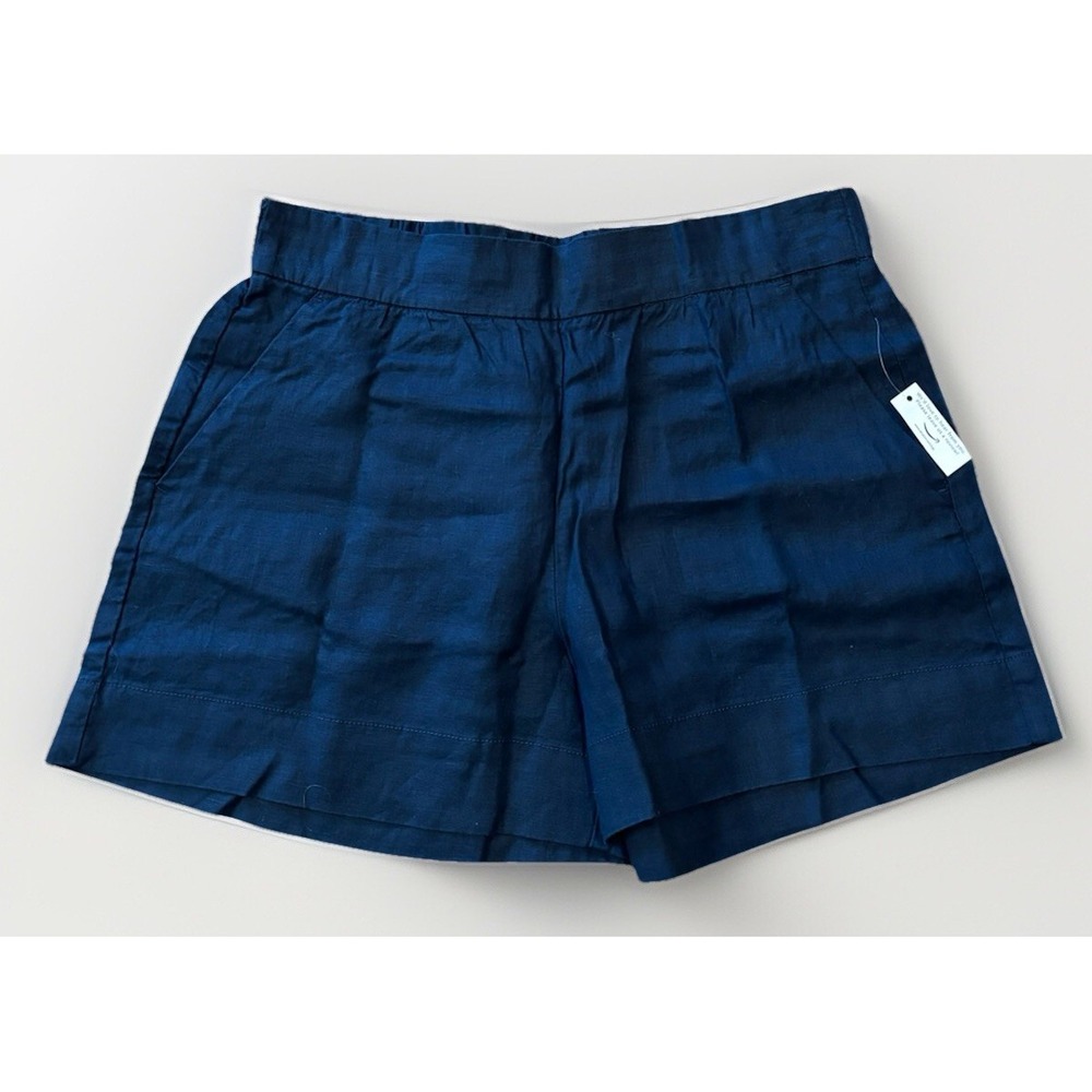 Daily Ritual Womens Size 14 Linen Shorts Navy Blue Elastic waist Pull On NWT